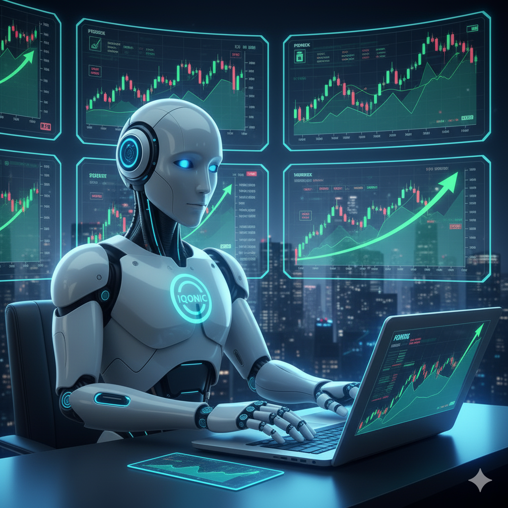 Ai Trading - Trading Bot analyzing the charts on a laptop