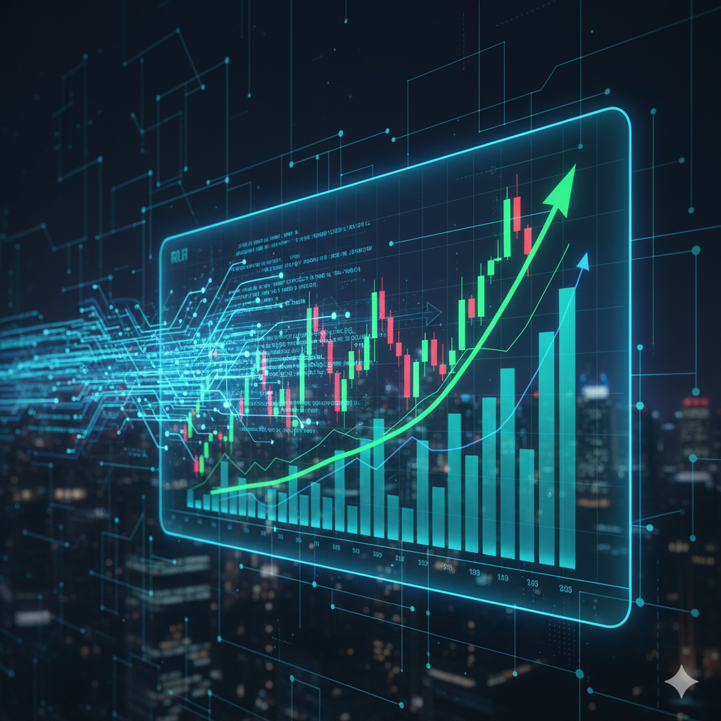 Ai code algorithm above the trading candlesticks